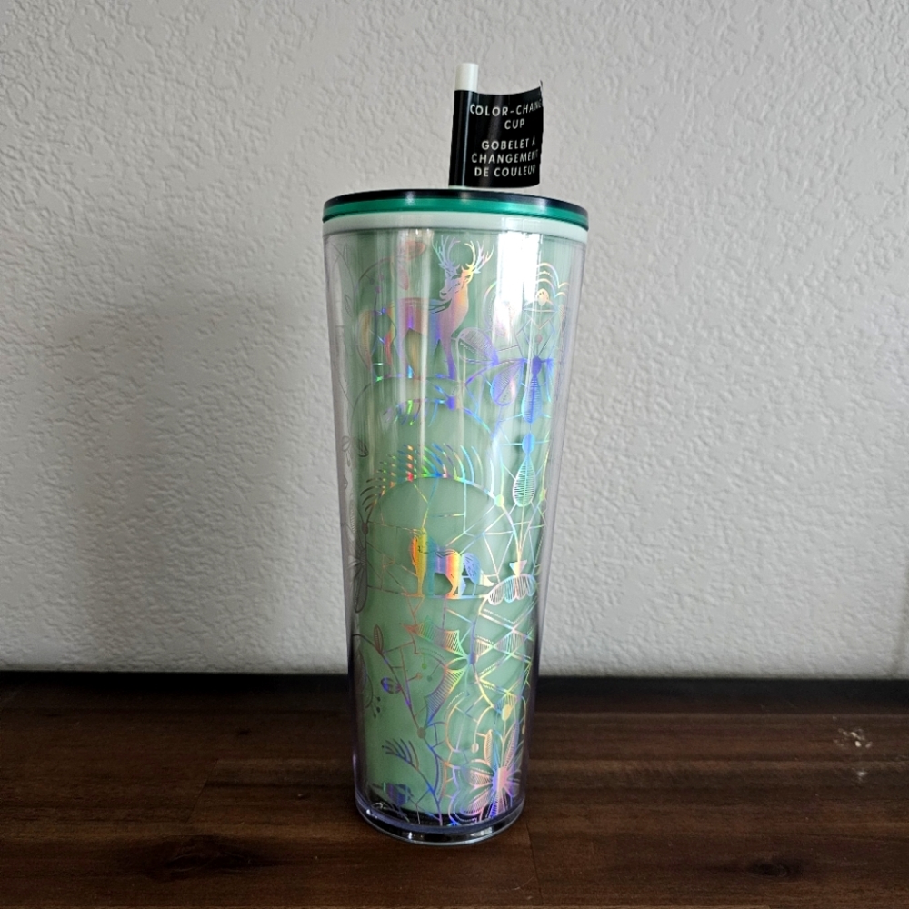 NWT Starbucks 2022 Woodland Lace Enchanted Forest Mint Green Color Changing Cup